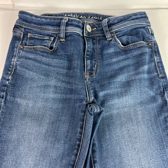 American Eagle Jeans Women 29x31* Low Rise Kick Boot Cut Blue Faded Denim Tag 6L - Picture 4 of 16